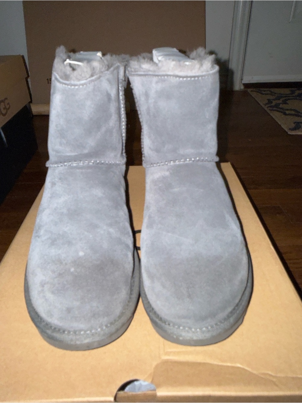 UGG Classic Short Suede Shearling Boots - Gray
